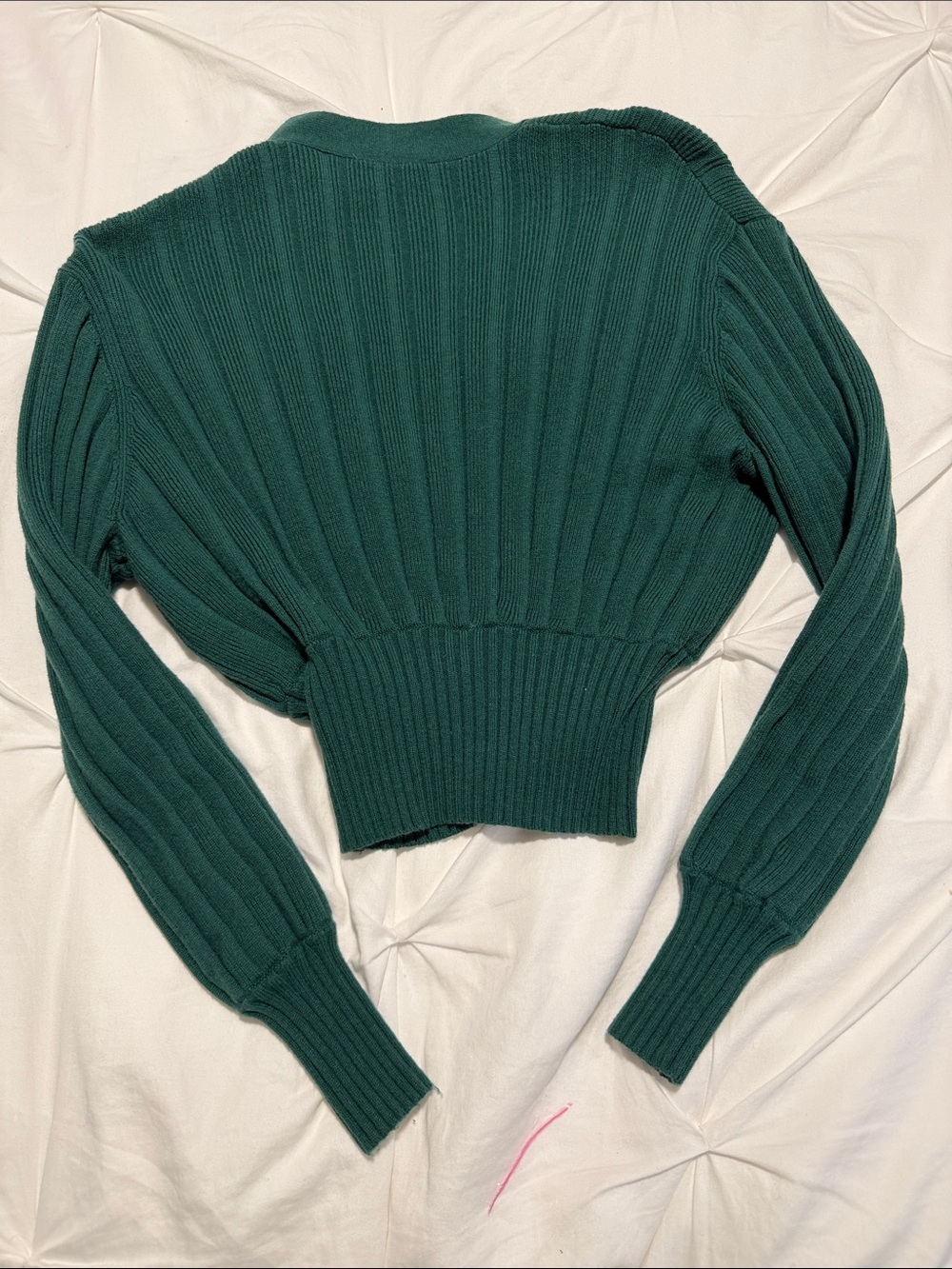 Wilfred Teal Ribbed Cropped Button Cardigan - Picture 3 of 3